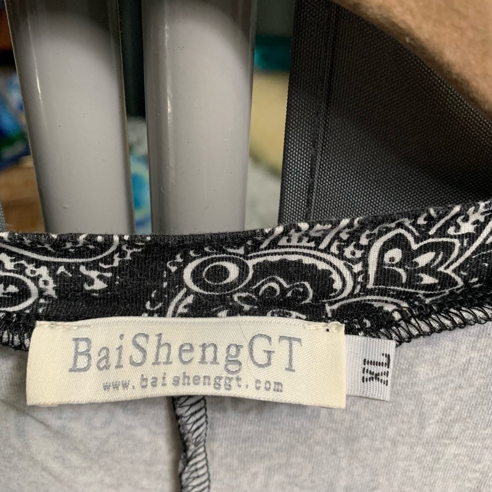 PB-Women's BaiShengGT Blouse, 1X, Black & White plus size - Picture 3 of 5